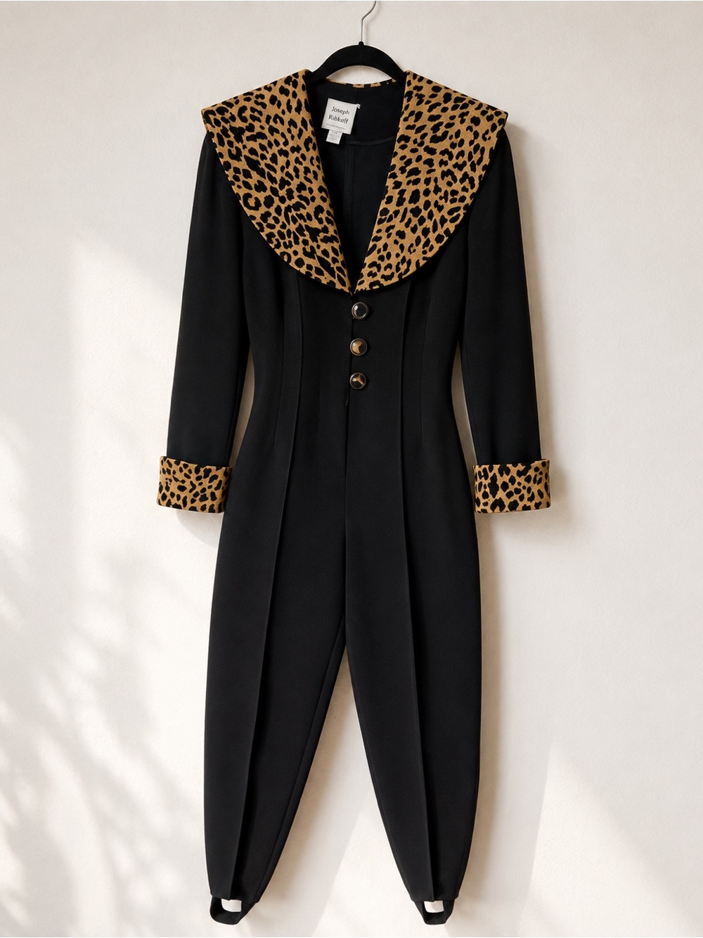 Joseph Ribkoff Black Leopard Trim Jumpsuit Size 12